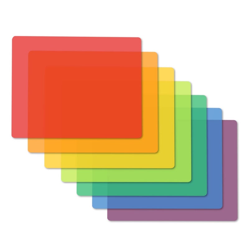 Fotouzy Plastic Cutting Boards for Kitchen  Flexible Cutting Mats Set of 7  Cutting Board Mats  BPA-Free  Non-Porous  Dishwasher Safe  7 Translucent Colors - Image 1